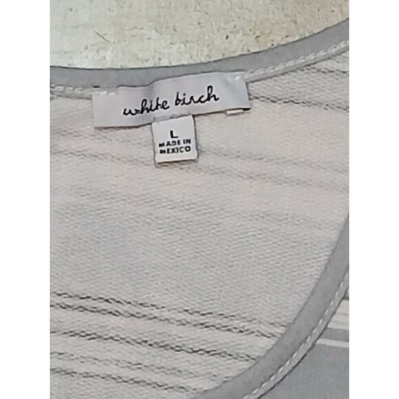 White Birch Womens Jumpsuit Gray Striped Stretch Pockets Keyhole Back Size Large - Picture 5 of 6